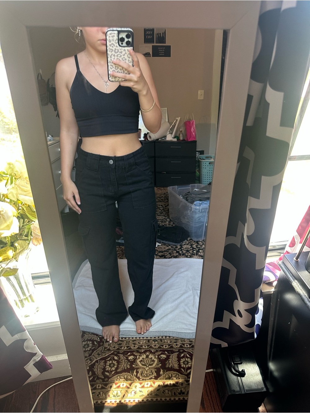 Black High-Waist Cargo Pants